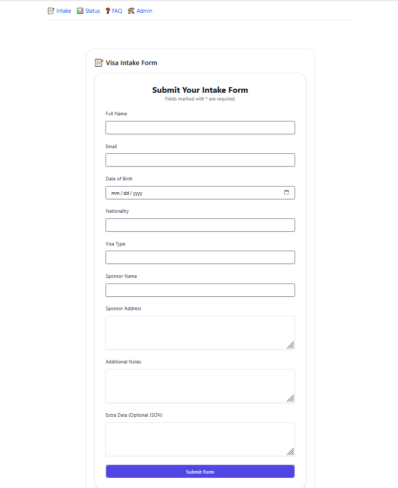 Visa Intake Form